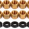 10pcs Brass Pipe Cap with 10 Rubber Gasket, Gold Hex Compression Cap Garden Hose Flare Brass Nut Plumbing Gas Line Fittings for 1/8 Inch Od Pipe Connection-0
