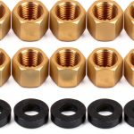 10pcs Brass Pipe Cap with 10 Rubber Gasket, Gold Hex Compression Cap Garden Hose Flare Brass Nut Plumbing Gas Line Fittings for 1/8 Inch Od Pipe Connection-0