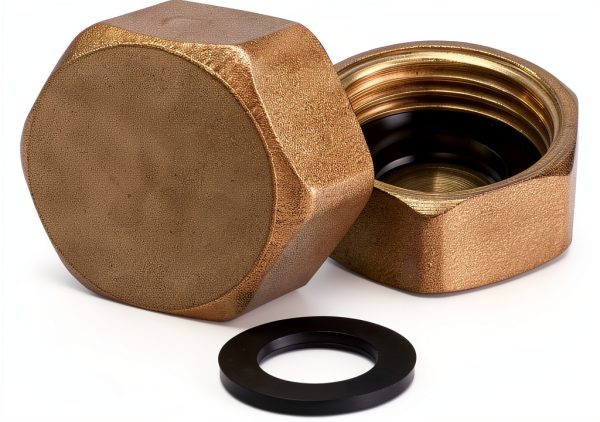 1/2 Inch Brass Blanking Caps Juxiamal Hex Nut with Gasket 2 Pack-0