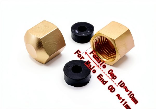 Brass 1/4" Compression Valve Cap Fitting 15 Pack Rubber Gasket Generic-2