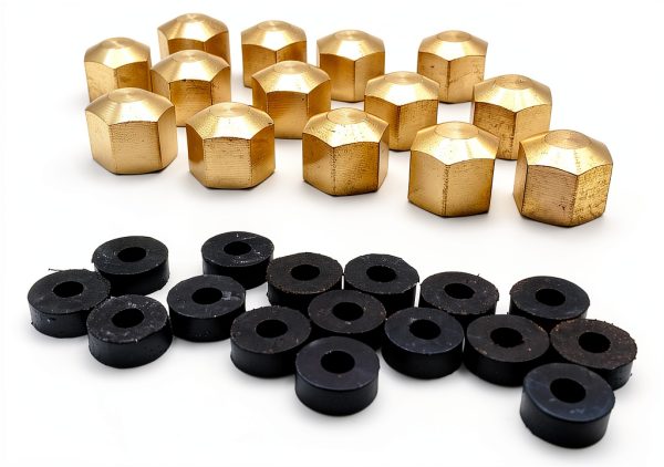Brass 1/4" Compression Valve Cap Fitting 15 Pack Rubber Gasket Generic-5