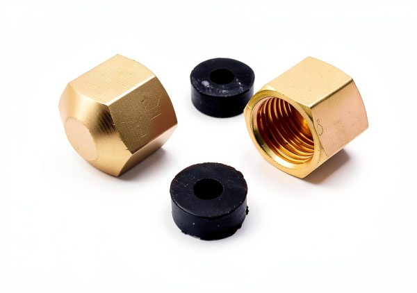 Brass 1/4" Compression Valve Cap Fitting 15 Pack Rubber Gasket Generic-4